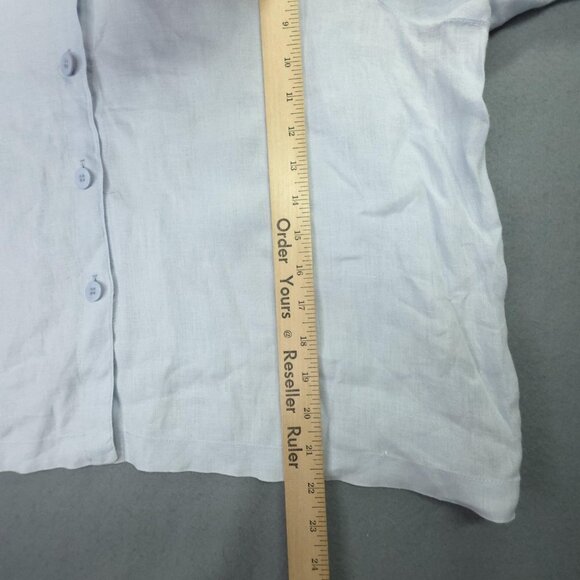Eileen Fisher Shirt Womens Large Light Blue Irish Linen Button Front Boxy Office - Picture 8 of 9